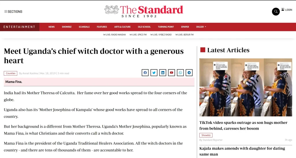 The Standard Praises Mama Fina for having a generous heart.