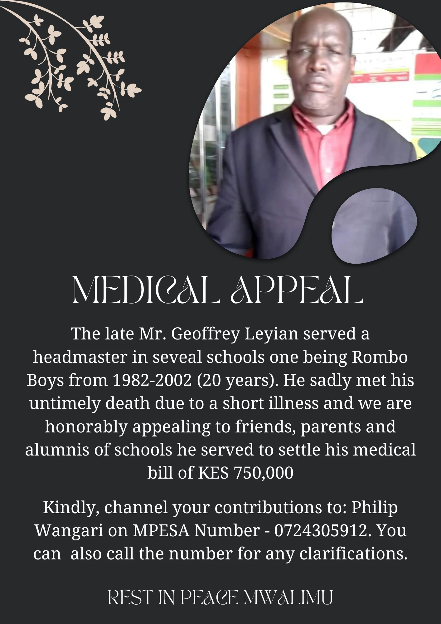 Geoffrey Leyian Medical Appeal